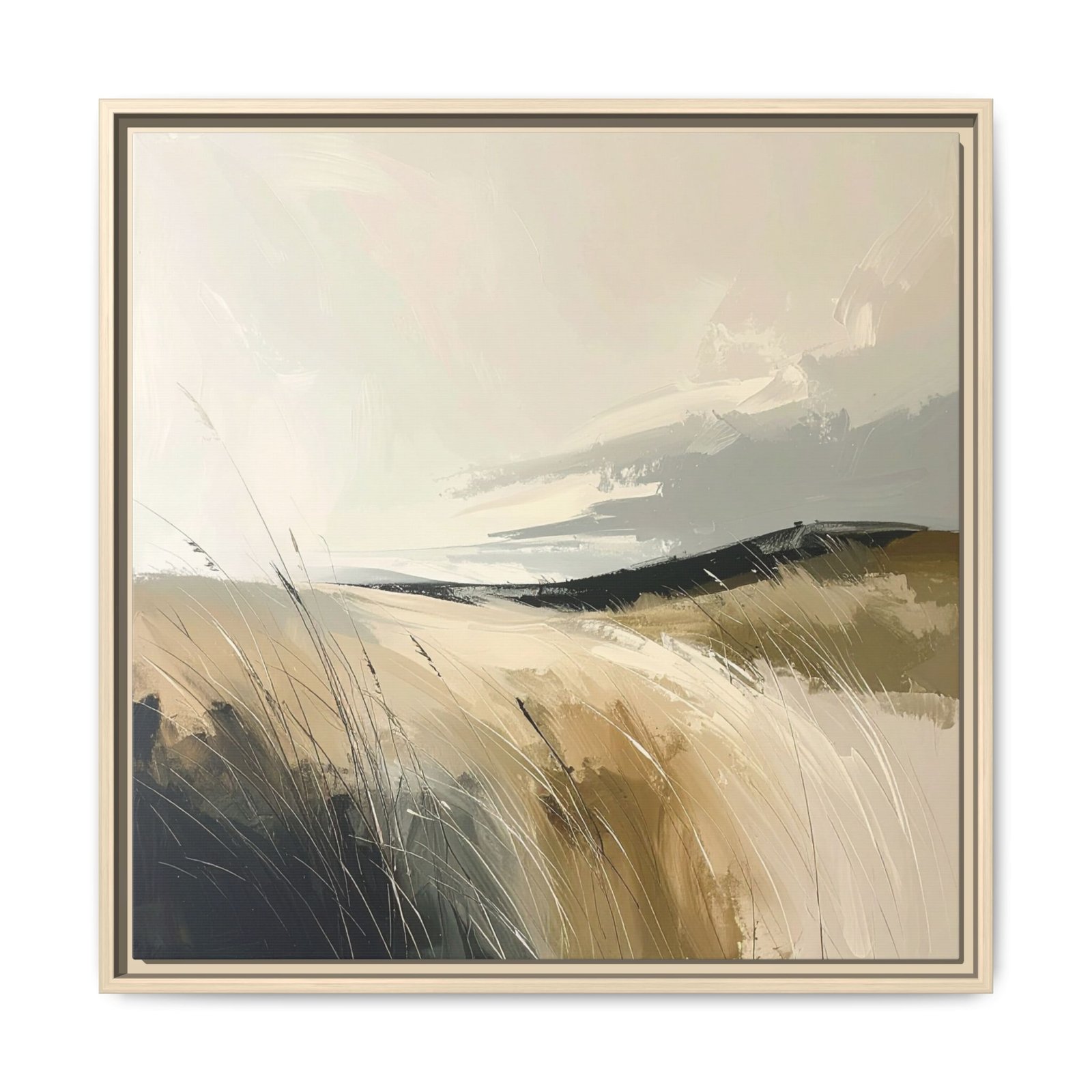 Earthy Abstract Grass Field Art | Organic Modern Landscape Canvas | living room wall art