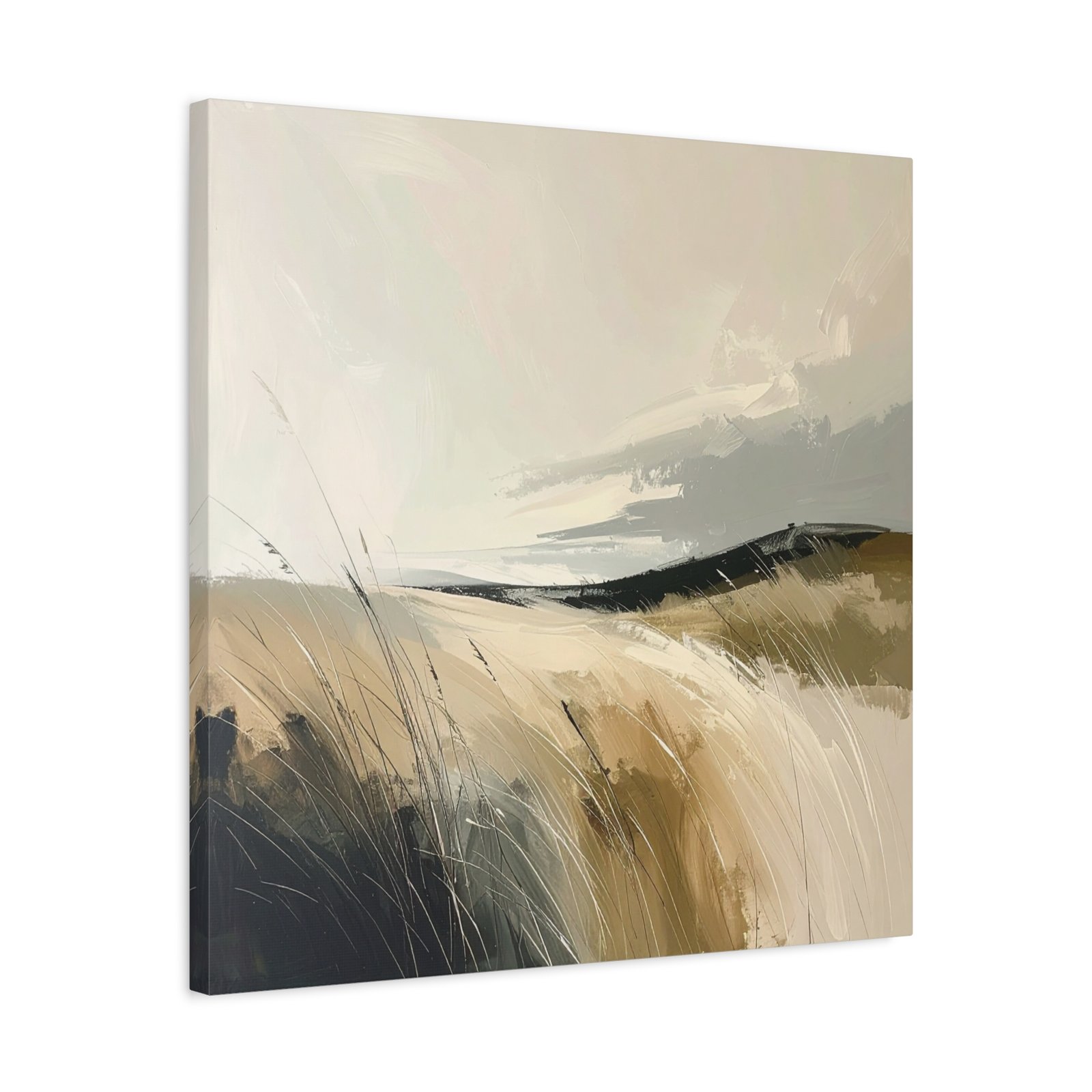 Earthy Abstract Grass Field Art | Organic Modern Landscape Canvas | living room wall art