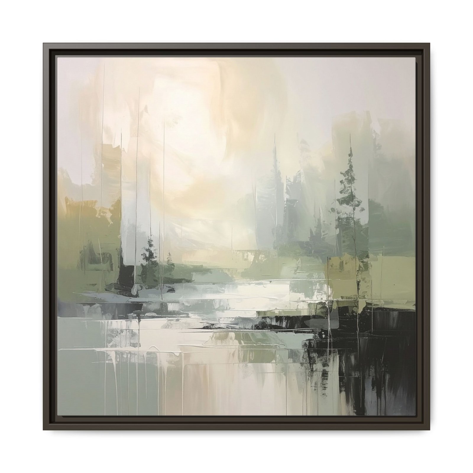 Misty Forest Abstract Wall Art espresso Misty Forest Abstract Wall Art Dining | Serene Organic Modern Canvas