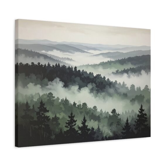 Moody Foggy Forest Canvas Wall Art Box Frame
