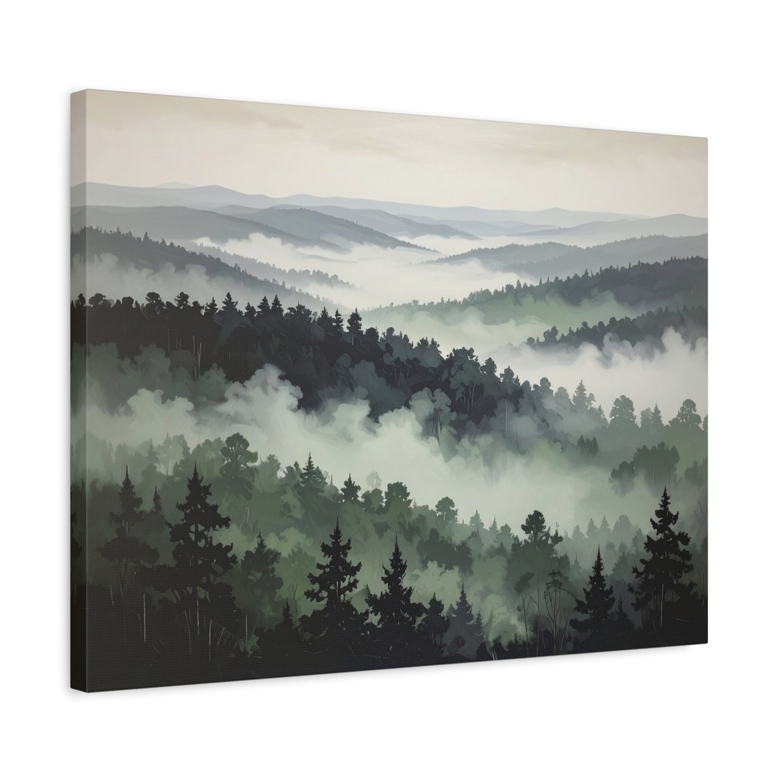 Moody Foggy Forest Canvas Wall Art Box Frame