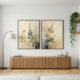 Olive Branch Wall Art Neutral Beige Set | Japandi Botanical Canvas Diptych
