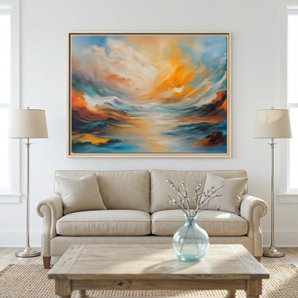 rustic Landscape abstract canvas wall painting for living room, above sofa
