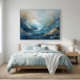 wave dance abstract canvas blue painting for bedroom