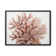 Coral reef botanical canvas print in a sleek black frame, high-contrast terracotta and dusty rose coral wall art for sale, contemporary ocean-inspired painting for modern interiors