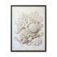 Ivory Reef Espresso Frame Ivory coral and shell canvas wall art in a rich espresso wood frame, warm neutral botanical coastal painting print for living room, cream and blush reef art for modern home decor