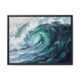 Abstract wave canvas print in a sleek black float frame, high-contrast teal navy and white ocean wall art for sale, bold coastal painting for contemporary interiors, Arts Fiesta