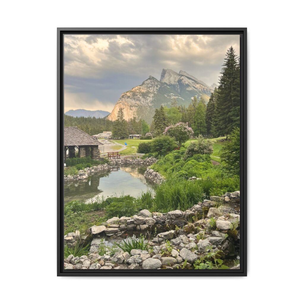 Banff Cityscape – Alberta Mountain View Black Frame
