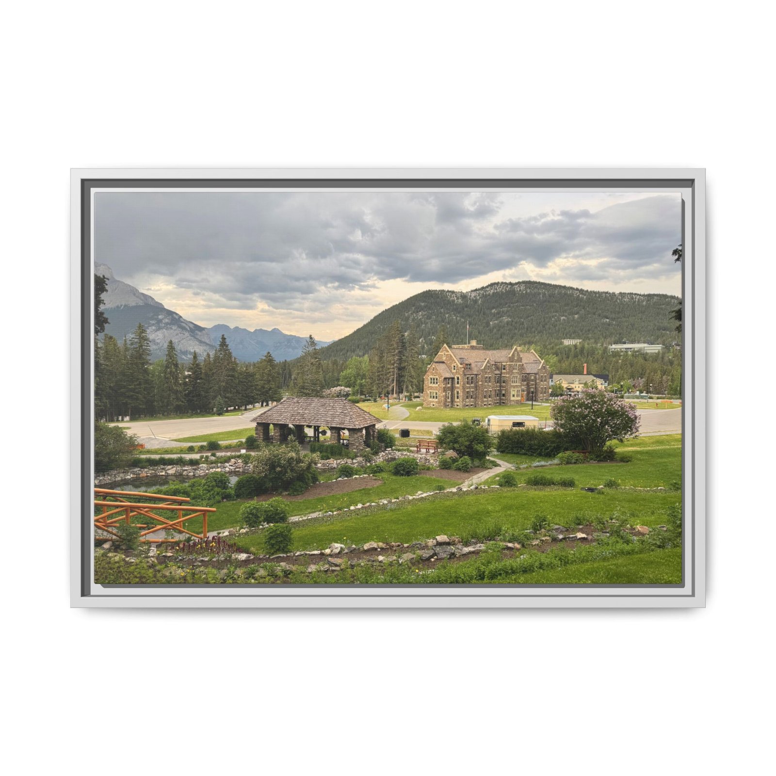 Banff Cityscape – Landscape View White Frame Banff Cityscape – Landscape View White Frame