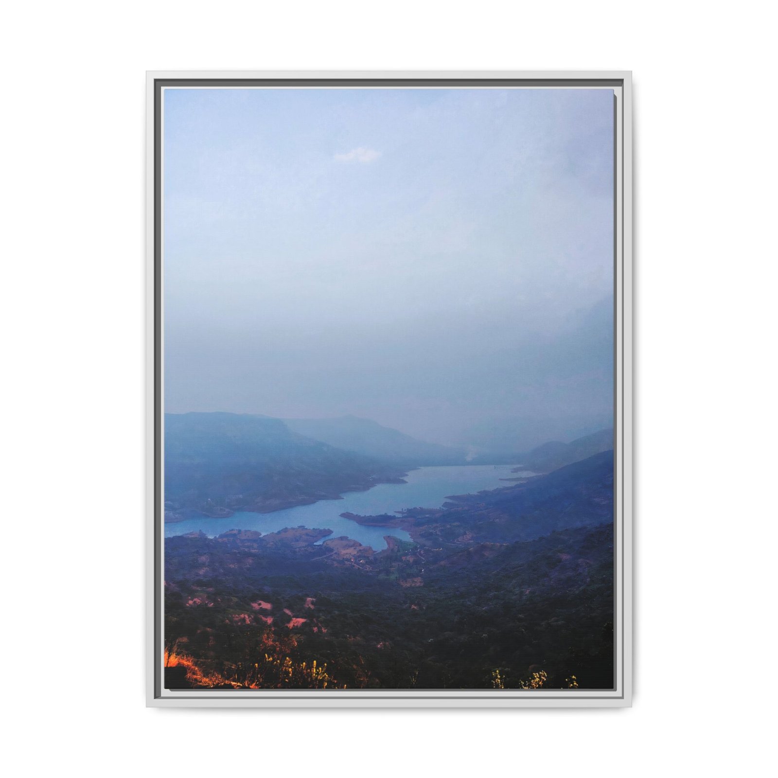 Blue mist, Sahyadri hills of Mahabaleshwar White Frame Blue mist, Sahyadri hills of Mahabaleshwar White Frame