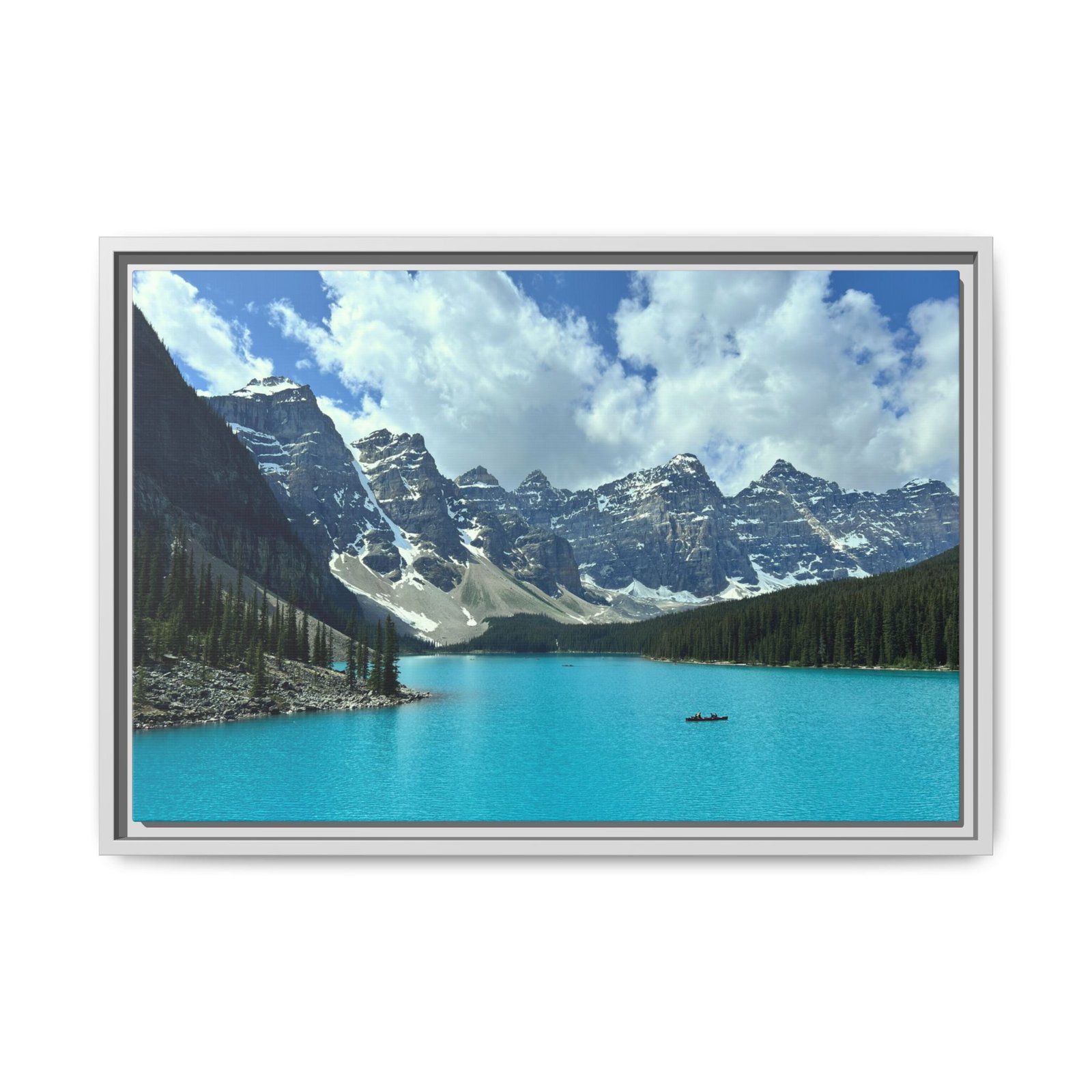 Lake Moraine – Landscape View White Frame