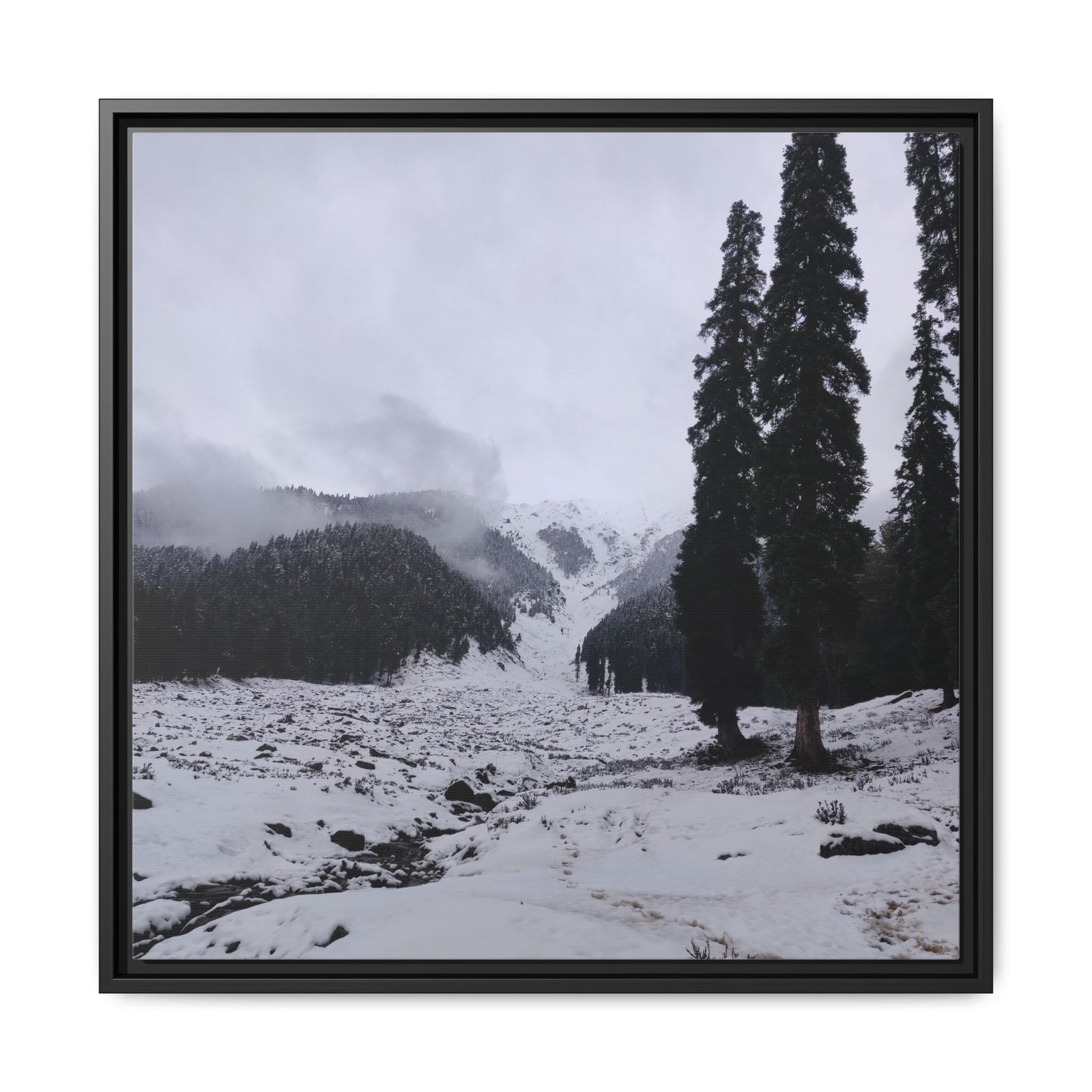 Snow land Pahalgam Black Frame Snow land Pahalgam Black Frame