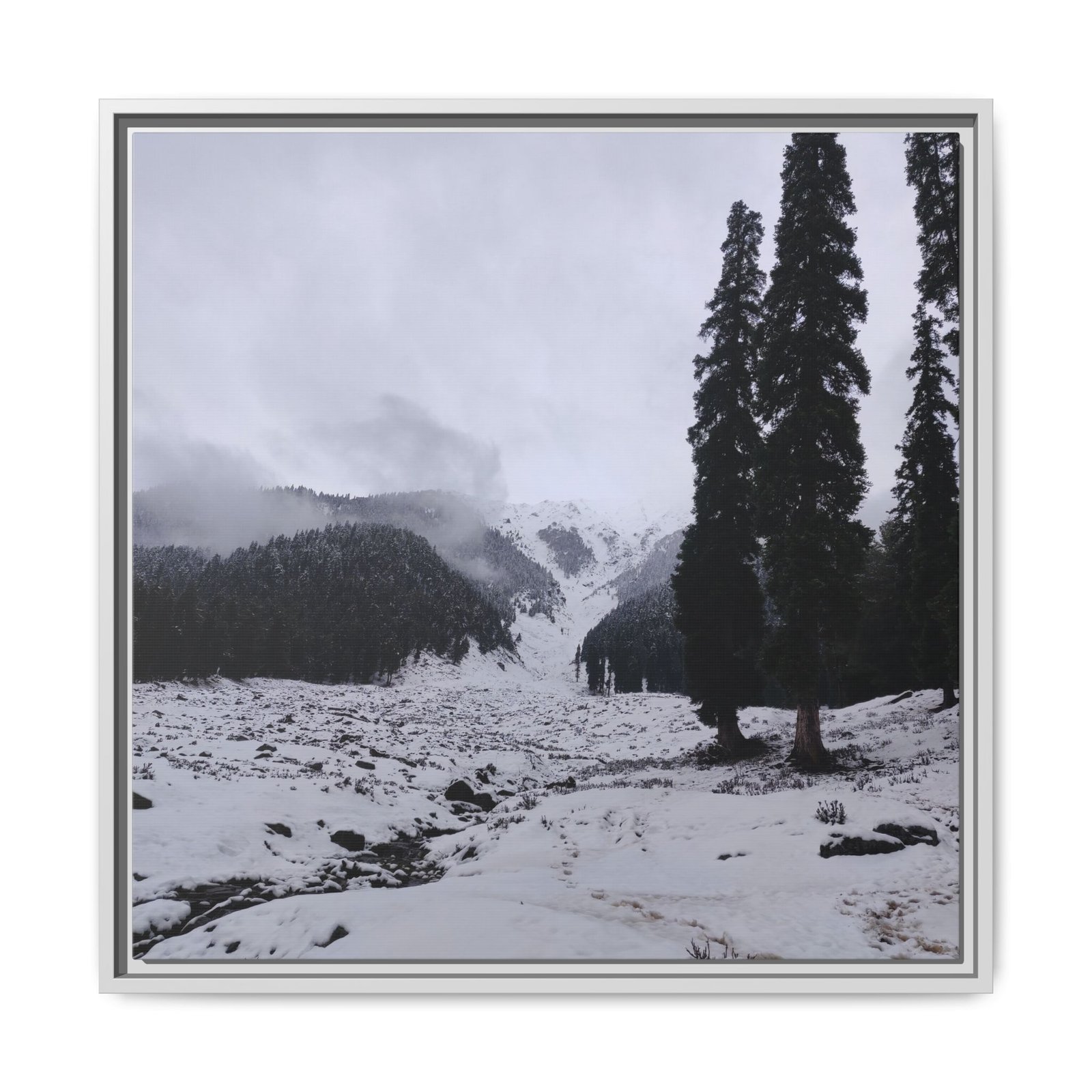 Snow land Pahalgam White Frame