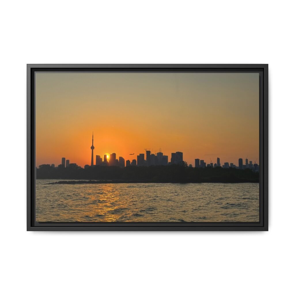 Toronto Skyline at Sunset Black Frame