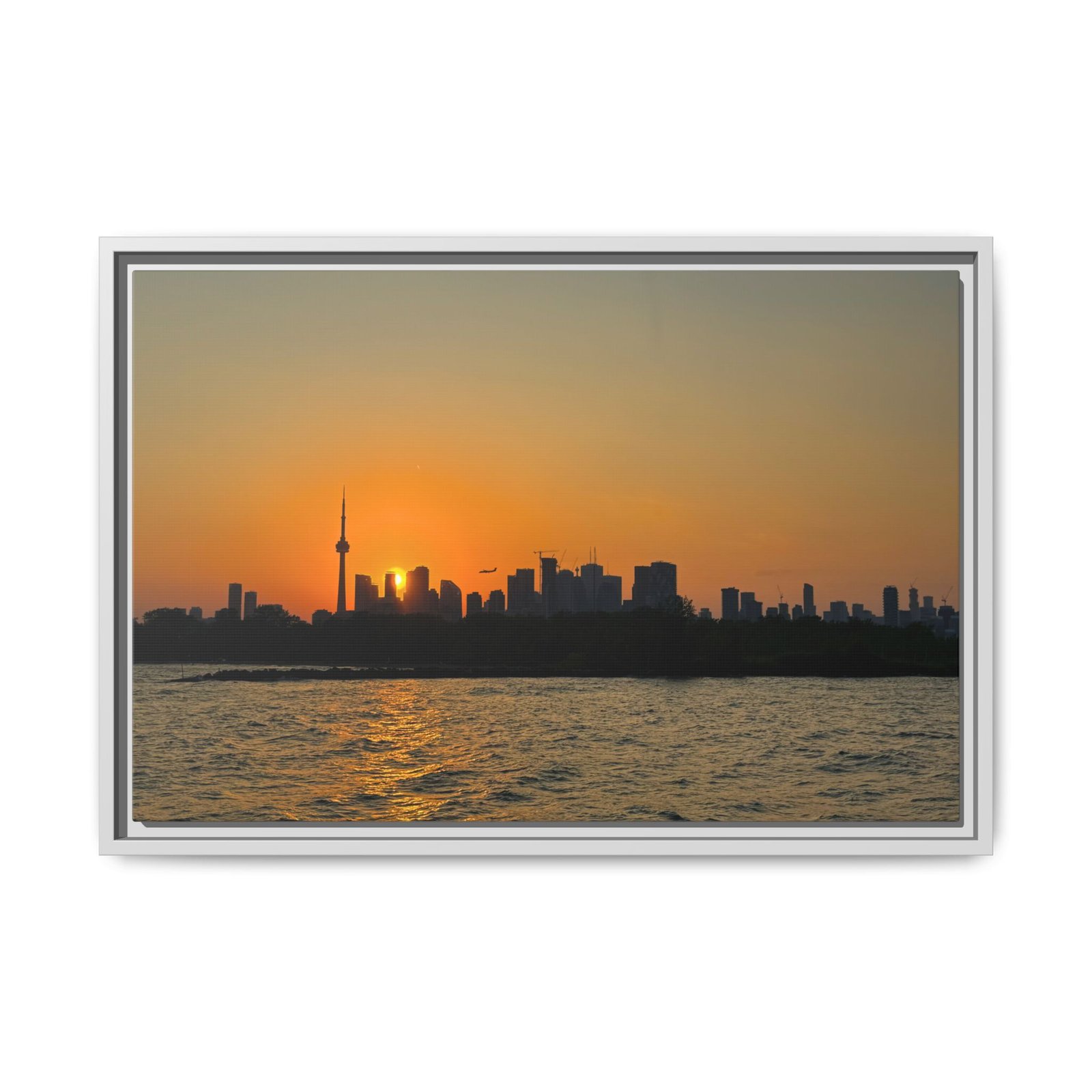 Toronto Skyline at Sunset White Frame