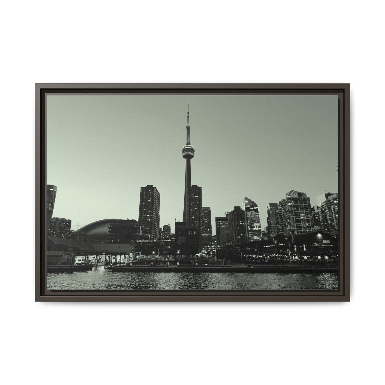Toronto Skyline in Black & White Espresso Frame