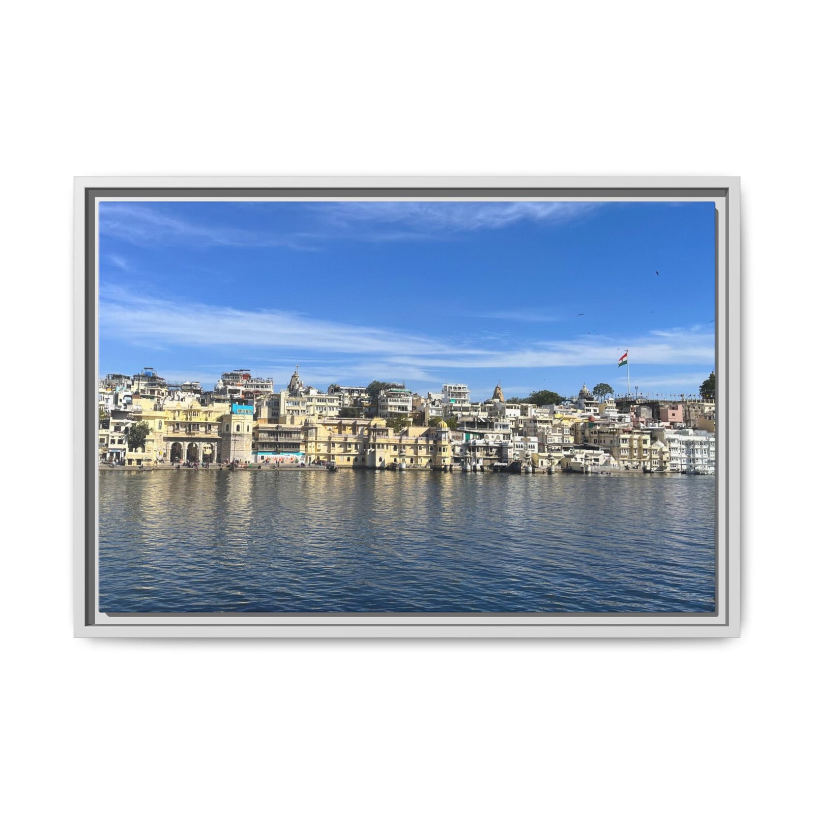Udaipur Pichola lake White Frame