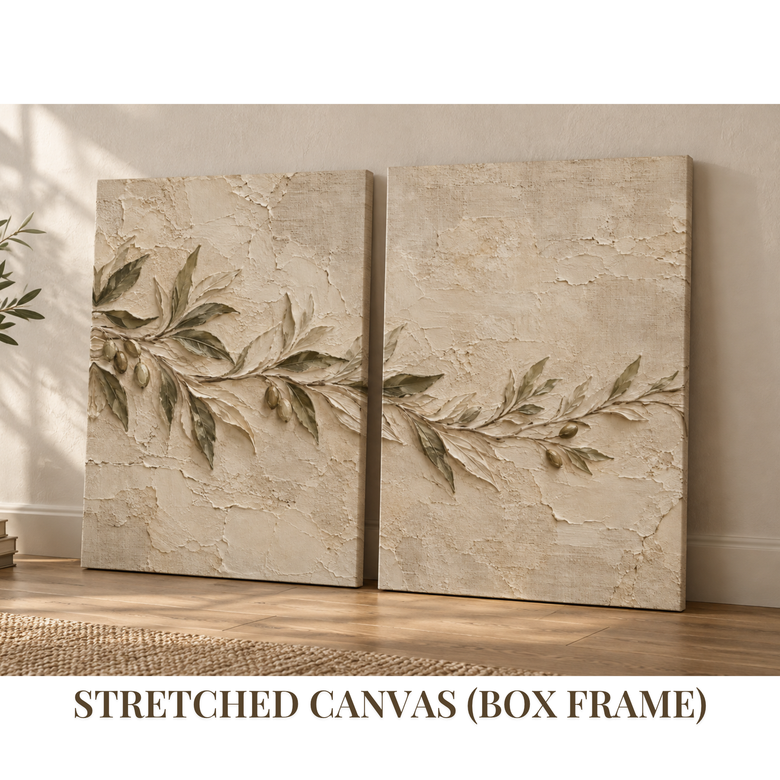 The Olea Suite | Olive Branch Framed Canvas Diptych (Set of 2) - Image 2