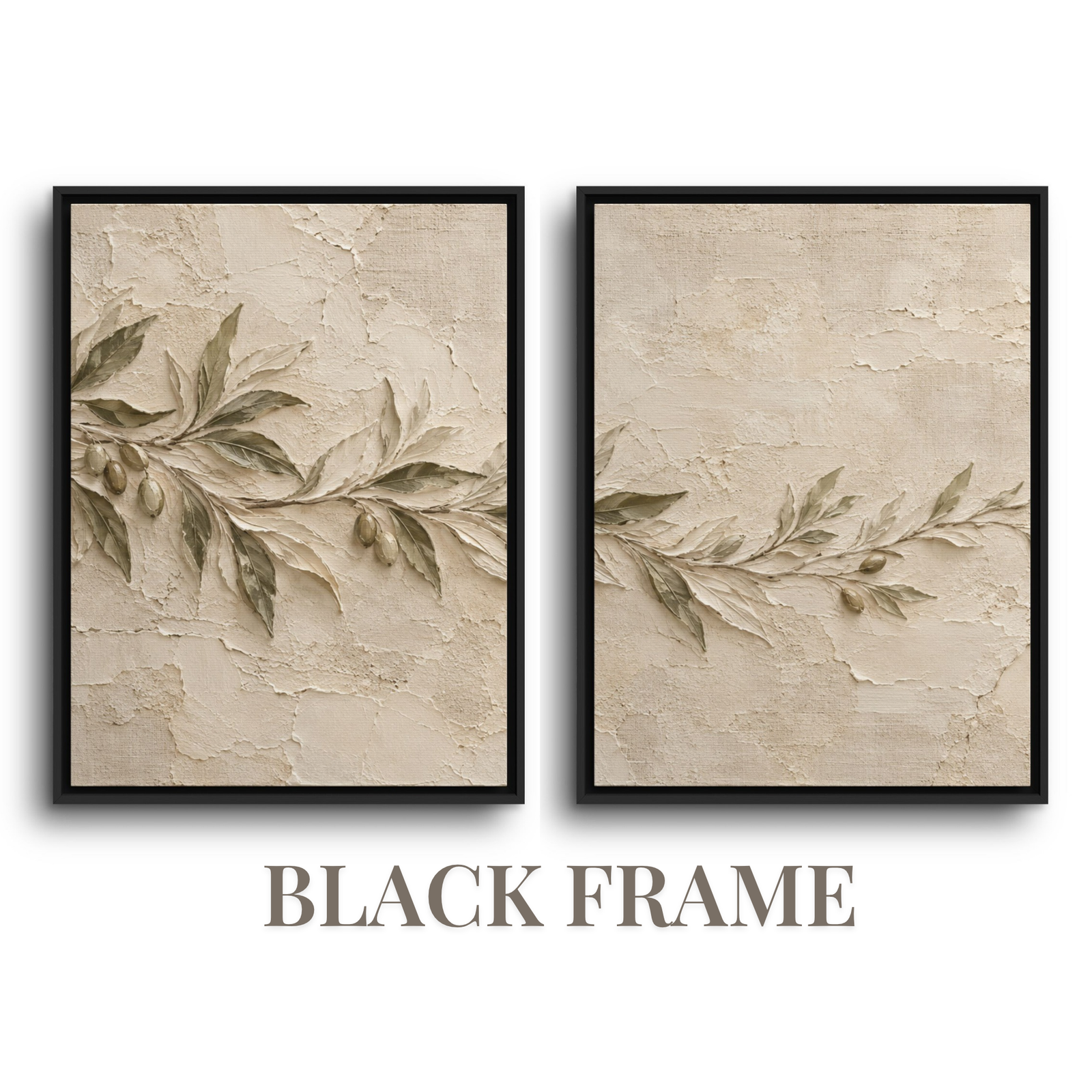 The Olea Suite | Olive Branch Framed Canvas Diptych (Set of 2) - Image 5
