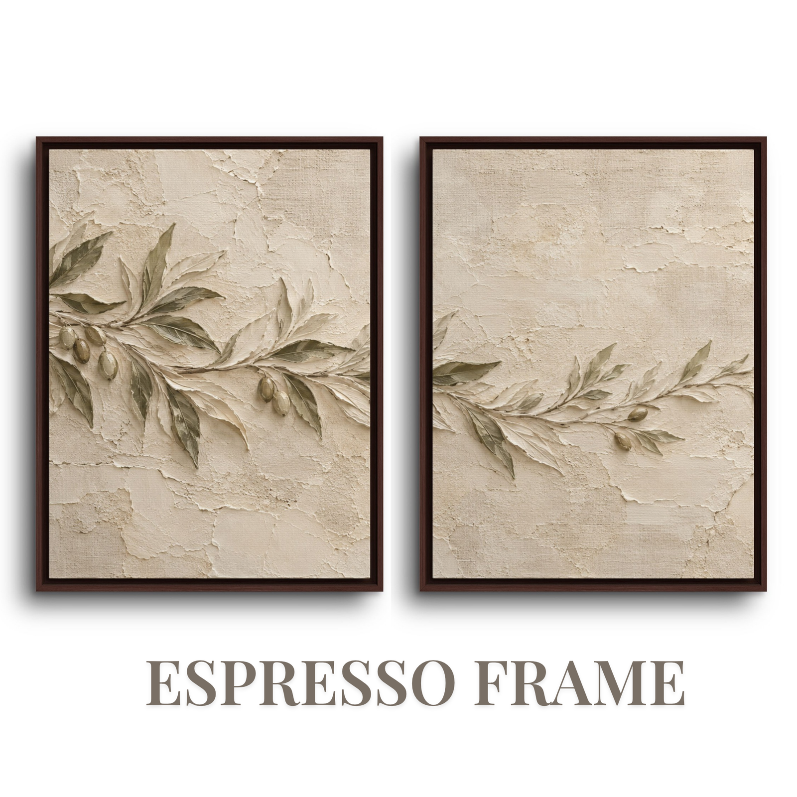 The Olea Suite | Olive Branch Framed Canvas Diptych (Set of 2) - Image 4