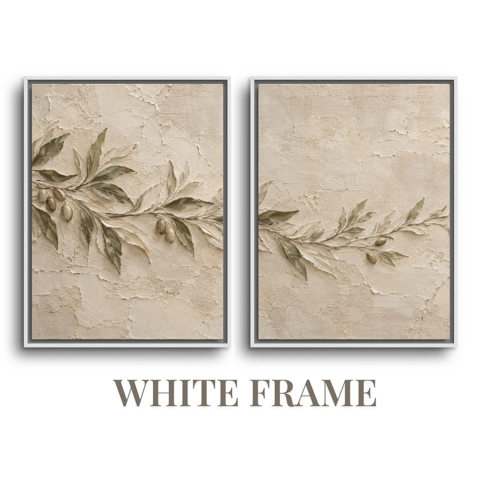 The Olea Suite | Olive Branch Framed Canvas Diptych (Set of 2) - Image 6