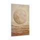 Individual center panel of organic modern triptych canvas print displaying a circular plaster sun disc over textured limestone.